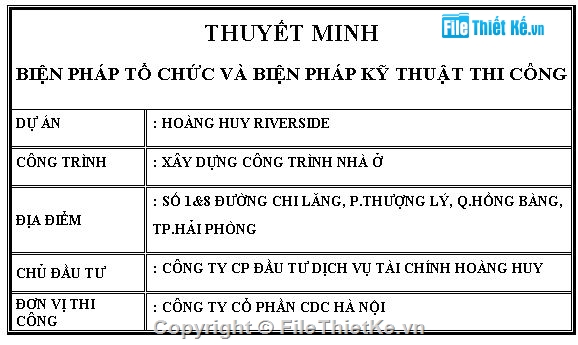 bản vẽ biện pháp thi công,hồ sơ biện pháp thi công,biện pháp thi công khu dân cư,dự án khu dân cư,dự án Hoàng Huy Riverside